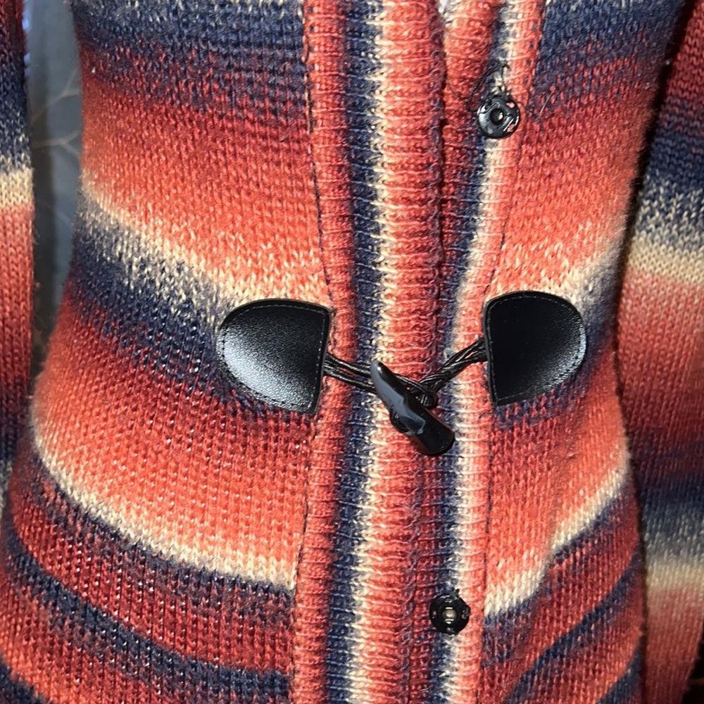 Roz&Ali multi colored striped cardigan with front toggle button closure size S! - Picture 4 of 9